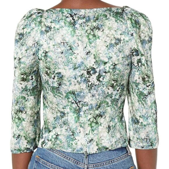 Vince Tops - Vince Women's Painted Floral Draped L/S Square Nk Top SZ 2